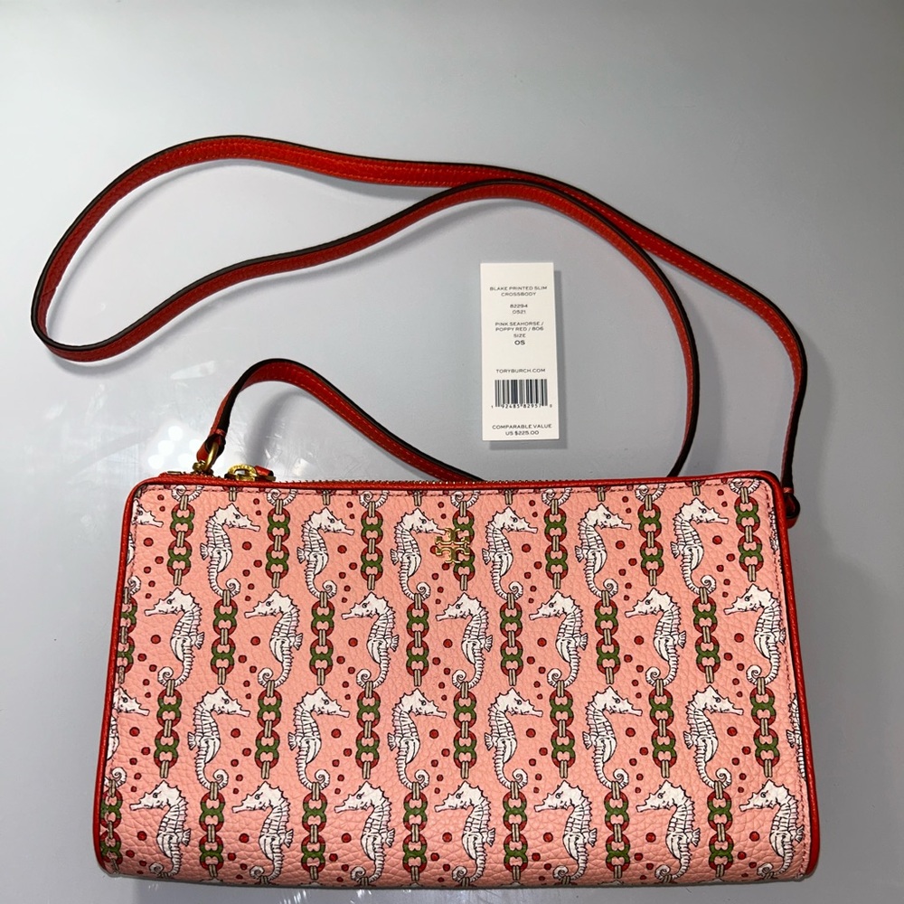 Women's Coral Seahorse Print Crossbody Bag - Picture 5 of 11